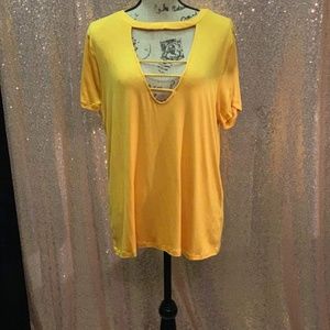 Heart & Hips NWT Open Deep V Neck Top